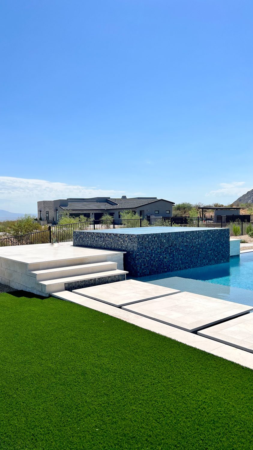 Glass-Tile Raised Spa — pool in Scottsdale, AZ